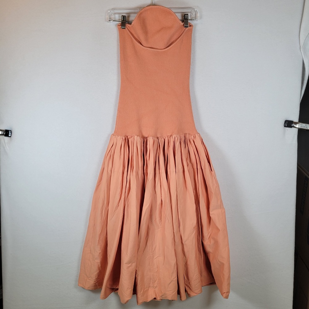 ALEXIS Womens Kamali Strapless Knit Midi Dress Size Large Orange - Picture 10 of 10